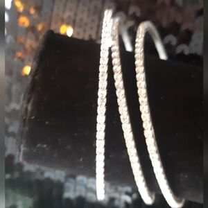 Elegant Silver Plated Rhinestone Bangle Style Women's Bracelet Set Of 3